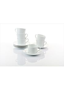 Tasse Retsch Arzberg "Kaffeetasse HEIKE WEISS komplett mit Untertasse, Set 12tlg. Porzellan", wei&szlig;, H:5,8cm &Oslash;:8cm, Porzellan, Trinkgef&auml;&szlig;e, Tasse, Fr&uuml;hst&uuml;ckstassen f&uuml;r 6 Personen, klassisches Design in weiss