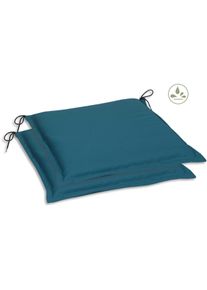 Sitzkissen GO-DE "Dora", blau (petrol, unifarben), B:47cm H:5cm L:45cm, Polyester, Dekokissen_Sitzkissen_Kissenh&uuml;llen, Sitzkissen, 2er Set, 47x5x45 cm, wasserabweisend
