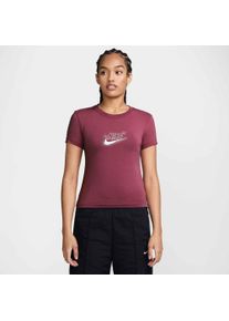 T-Shirt Nike Sportswear "W NSW NK CHLL KNT MCRP TEE SHN", Damen, Gr. S, rot (pink smoke), Jersey, Obermaterial: 48% Modal, 46% Baumwolle, 6% Elasthan, normal, Rundhals, Shirts T-Shirt, Kurzarm, mit Rundhalsausschnitt, aus Jersey
