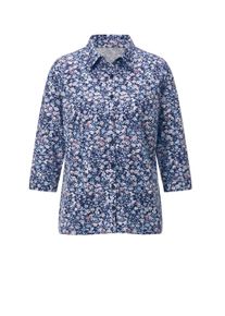 Hemdbluse WITT "Jersey-Bluse Jersey-Bluse in formstabiler Qualit&auml;t", Damen, Gr. 5, blau (marine, ros&eacute;, bedruckt), Basic, Blusen Hemdbluse