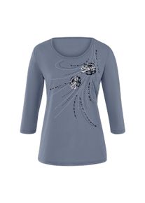 T-Shirt SIEH AN "3/4-Arm-Shirt T-Shirt mit platziertem Bl&uuml;ten-Print", Damen, Gr. 38, blau (taubenblau), Basic, Rundhals, Shirts T-Shirt