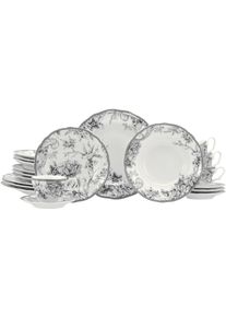Kombiservice Creatable "Adelaide, Service 20-tlg.", schwarz-wei&szlig; (grau), 20, Porzellan, Geschirr-Sets, Kombiservice, Nostalgischer Vintage Dekor, Elegante Form