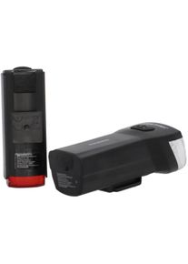 FISCHER BIKE Fahrradbeleuchtung FISCHER FAHRRAD "Akku Bel.-Set TWIN-30/15 2.0", schwarz, Fahrradlampen, Fahrradbeleuchtung