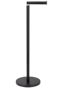 Toilettenpapierhalter Wenko, schwarz, B:21cm H:55cm L:17cm, Edelstahl, Toilettenpapierhalter, Toilettenpapierhalter, 2 in 1, mit Ersatzrollenhalter, H&ouml;he: 55 cm