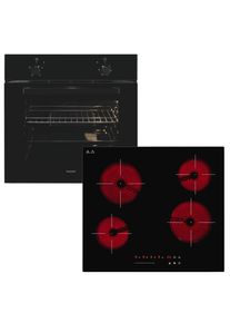Exquisit Backofen-Set "BAKO Klassik schwarz", Energieeffizienz: A, schwarz, Herdsets, m&uuml;helos kochen: ca.50C Butter schmelzen, ca.160C Pommes frittieren, Backofen-Set