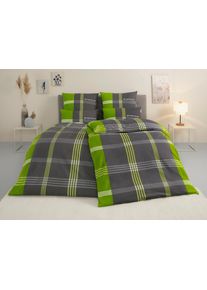Bettw&auml;sche Tom Tailor HOME "Ole", gr&uuml;n, B/L: 135cm x 200cm, 1 Stk., 1 Stk., Biber, B/L: 80cm x 40cm, 2 Stk., Biber, Obermaterial: 100% Baumwolle, Bettw&auml;sche, Bettw&auml;sche, karierte Bettw&auml;sche aus Baumwolle, mit Rei&szlig;verschluss