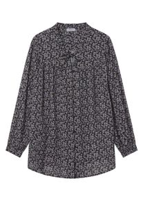 Klassische Bluse sheego "Langarm-Bluse Cr&ecirc;pebluse mit floralem Minimalprint", Damen, Gr. 48, bunt (tiefblau, orchidee, bedruckt), Web, Stoff, , Modisch, Blusen Klassische Bluse