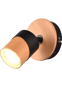 Trio LEUCHTEN Deckenstrahler "ARUNI, Spot 1-flammig Wandspot Deckenspot exkl 1x GU10 max 10W", braun (holzfarben schwarz), 1, &Oslash; 6,5cm H: 13,5cm, 1 Stk., Leuchten, Wandstrahler mit ON/OFF-Schalter Materialmix Holz / Metall verstellbar, Deckenstrahler