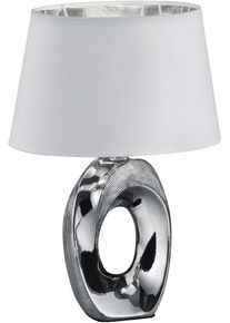 REALITY LEUCHTEN Schreibtischlampe "Taba", silber (silberfarben), 1, H: 33cm, 1 Stk., Leuchten, E14 Tischleuchte mit Keramikfu&szlig; und Stoffschirm, Schreibtischlampe