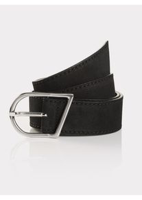 Lederg&uuml;rtel Tom Tailor, Damen, Gr. 85, schwarz, Leder, unifarben, G&uuml;rtel Lederg&uuml;rtel, mit eleganter Ziernaht