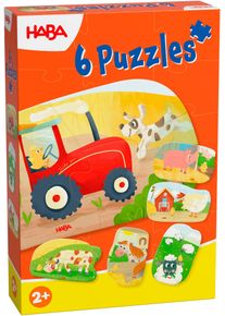 Puzzle Haba "6 erste Puzzles Bauernhof", orange (bunt), Puzzles, Kinder, Pappe, Motiv, Puzzle