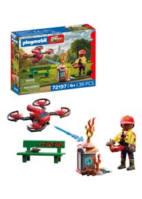Konstruktions-Spielset Playmobil "Feuerwehr-L&ouml;schdrohne (72197), City Action", rot (bunt), Spielbausteine, Kinder, Kunststoff, Konstruktions-Spielset, Made in Europe