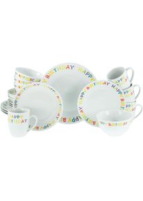 Kombiservice Creatable "Happy Birthday, Kombi-Service 20-tlg.", bunt (wei&szlig;, bunt), 20 Stk., Porzellan, Geschirr-Sets, Kombiservice, Fr&ouml;hliches buntes Geschirr, F&uuml;r alle Geburtstagsfeierlichkeiten