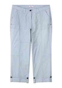 Stoffhose sheego "Hose Hose mit Krempelfunktion", Damen, Gr. 56, N-Gr, blau (hellblau), Sportlich, gerade, Hosen Stoffhose