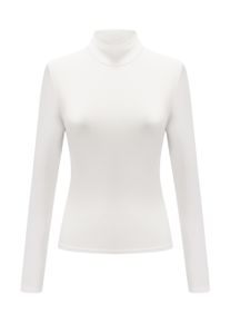 Rollkragenshirt SASSYCLASSY "Langarm Shirt mit Rollkragen", Damen, Gr. M-38, wei&szlig; (sanftes wei&szlig;), Weitere Stoffart, Obermaterial: 96% Viskose CV. 4% Elasthan EL., h&uuml;ftlang, Rundhals, Shirts Rollkragenshirt, Figurbetontes Rundhalsausschnitt Shirt Braun Schwarz Wei&szlig; Grau