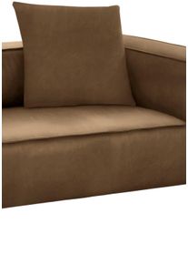 Sofakissen W.Schillig "around-the-block", braun (fango z69), B:60cm H:60cm, Longlife Xtra-Leder Z69: Das feinnarbige, gedeckte Softleder Z69 besticht durch seine au&szlig;ergew&ouml;hnliche Weichheit im trendigen &raquo;Vintage-Look&laquo;, Hautst&auml;rke 0, 9 - 1, 1 mm;Longlife fabric Flachgewebe T88 (100% Polyester), Polsterauflagen, Sofakissen, Dekokissen ohne Steppung