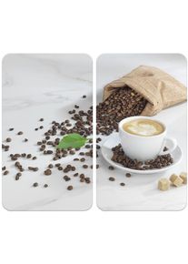 Herd-Abdeckplatte Maximex "Universal Modell CAF&Eacute; AROMATICA", bunt, B:30cm H:5,5cm T:52cm, Glas, Kunststoff, Herdabdeckplatten, Herd-Abdeckplatte, f&uuml;r Induktions-, Glaskeramik-, Elektro- und Gasherde, h&ouml;henverstellbar