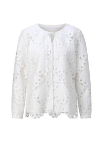 CR&Eacute;ATION L Klassische Bluse CREATION L "Spitzen-Bluse Spitzenbluse mit Schlingenknopf-Leiste", Damen, Gr. 48, wei&szlig; (ecru), Web, Stoff, , Elegant, Rundhals, Blusen Klassische Bluse