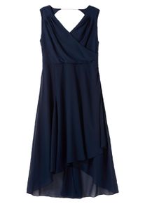 Maxikleid sheego "Abendkleid Abendkleid in Wickeloptik, aus Chiffon", Damen, Gr. 52, N-Gr, blau (marine), Elegant, V-Ausschnitt, Kleider Maxikleid, in Wickeloptik