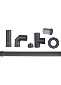 Ofenrohr Hanseatic "Pelletofenrohr-Set, schwarz, 80 mm", schwarz (stahl schwarz), B:8cm H:165cm L:26cm, Stahlblech, Rohre, Ofenrohr