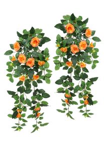 Kunstblume I.GE.A. "K&uuml;nstlicher Rosenh&auml;nger", orange, B:30cm H:74cm L:11cm, Polyester, Kunstpflanzen, Kunstblume, Rosenranke Rosenbogen Rosen Blume Rosengirlande Deko Busch