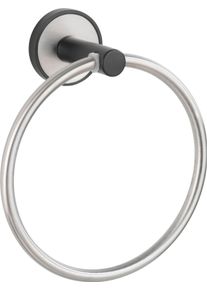Handtuchring Wenko "UV-Loc Udine", silber (silber matt), B:15cm H:18cm T:7,5cm, Edelstahl, Handtuchhalter, Handtuchring, befestigen ohne Bohren