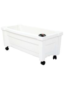 Pflanzk&uuml;bel KHW, wei&szlig;, B:79cm H:33cm T:35cm, Kunststoff, Pflanzgef&auml;&szlig;e, Pflanzk&uuml;bel, Pflanzkasten auf Rollen mit Bew&auml;sserungssystem, BxTxH: 79x35x33 cm