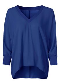 Klassische Bluse Heine "Bluse Schlupfbluse mit Fledermaus&auml;rmel", Damen, Gr. 40, blau (royalblau), Web, Stoff, , Modisch, V-Ausschnitt, Blusen Klassische Bluse