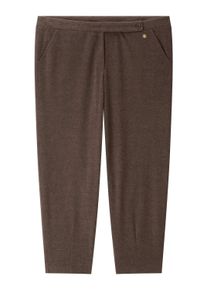 Stoffhose sheego "Hose Hose aus Flanell, mit Barrel-Leg", Damen, Gr. 58, N-Gr, braun (schoko), Flanell, , Modisch, comfort fit, Hosen Stoffhose
