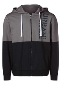 Shirtjacke WITT "Sweatshirtjacke Sweatjacke mit weitenregulierbarer Kapuze", Herren, Gr. 48, schwarz (grau, schwarz), Basic, Shirts Shirtjacke