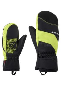 F&auml;ustlinge Ziener "LUUKIO-Z AQUASHIELD JUNIOR", Jungen, Gr. 6, schwarz (schwarz.lime gr&uuml;n), Kunstfaser, Handschuhe F&auml;ustlinge, wasserdicht, winddicht, atmungsaktiv, warmes Fleece-Futter