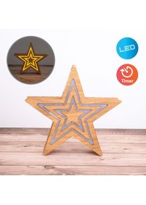 N&auml;ve N&Auml;VE Dekolicht "Stern", beige (natur), 1, H: 33cm, 1 Stk., Leuchten, Sperrholz 10x LED Batteriefach mit Ein-/Ausschalter+Timerfunktion, Dekolicht