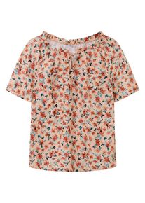 Longbluse sheego "Tunika Tunika mit Alloverdruck und Fl&uuml;gel&auml;rmeln", Damen, Gr. 56, apricot, ozean, bedruckt, Modisch, Rundhals, Blusen Longbluse