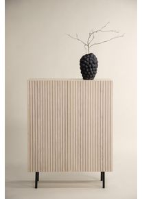 Vorratsschrank VENTURE HOME "Bj&ouml;rk&ouml;n, Stauraumschrank, geriffelt, H&ouml;he 103 cm", schwarz, wei&szlig;gewaschen, B:80cm H:103cm T:30cm, MDF, Stahl, Schr&auml;nke, Vorratsschrank, Hochschrank, MDF, geriffelte Fronten, Stahlbeine, skandinavisch