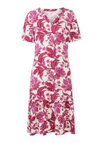 Sommerkleid Heine "Jersey-Kleid Druckkleid mit Puff&auml;rmeln", Damen, Gr. 36, N-Gr, rosa (champagner, pink, bedruckt), Elegant, Rundhals, Kleider Sommerkleid