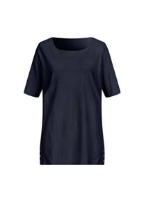 T-Shirt SIEH AN "Kurzarm-Shirt Kurzarmshirt mit Zierpl&auml;ttchen", Damen, Gr. 46, blau (marine), Sportlich, U-Boot-Ausschnitt, Shirts T-Shirt