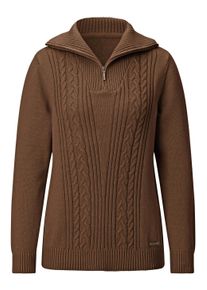 Sweatshirt WITT "Troyer-Pullover Troyer im Muster-Mix", Damen, Gr. 5, braun, Strick, , Sportlich, Sweatshirts Sweatshirt