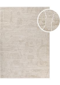 Teppich Esprit "Beatle-B", beige (beige multi), B:80cm H:15mm L:150cm, Polyester, Teppiche, Teppich, Kurzflor, grafisches Design, Hoch-Tief-Effekt, waschbar, Jute-R&uuml;cken