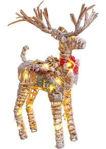 N&auml;ve N&Auml;VE Dekolicht "Rentier", beige (natur), 1, H: 40cm, 1 Stk., Leuchten, natur rot wei&szlig; 40x10x10cm Timer 30xLED batteriebetrieben, Dekolicht