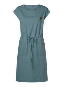 Shirtkleid SIEH AN "Jersey-Kleid Jerseykleid mit Bindeband", Damen, Gr. 5, Normalgr&ouml;&szlig;en, blau (jade), Sportlich, Rundhals, Kleider Shirtkleid