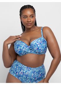 B&uuml;gel-Bandeau-Bikini-Top Dorina, Damen, Gr. 85, Cup B, bunt (blau print), Obermaterial: 82% Polyester, 18% Elasthan, Bikini-Oberteile B&uuml;gel-Bandeau-Bikini-Top