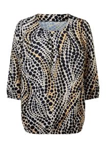 Schlupfbluse SIEH AN "3/4-Arm-Bluse Schlupf-Bluse im Punkte-Dessin", Damen, Gr. 42, bunt (elfenbein, schwarz, bedruckt), Web, Stoff, , Elegant, Rundhals, Blusen Schlupfbluse