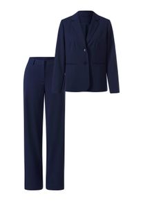 Business-Kost&uuml;m Heine "Hosenanzug Hosenanzug mit Wollanteil", Damen, Gr. 36, blau (marine), Web, Stoff, , Modisch, Kost&uuml;me Business-Kost&uuml;m