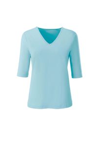 T-Shirt WITT "Shirt V-Shirt mit V-Ausschnitt, pflegeleicht", Damen, Gr. 42, blau (t&uuml;rkis), Sportlich, V-Ausschnitt, Shirts T-Shirt