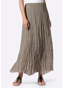 Schlupfrock Heine "Rock Bahnenrock mit Crinkle-Effekt", Damen, Gr. 50, beige (taupe), Crash, , Modisch, R&ouml;cke Schlupfrock
