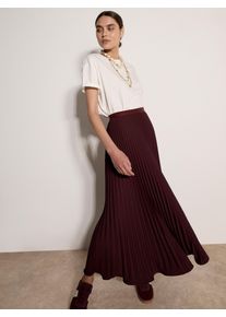 Maxirock Apricot "Langer Rock aus Satin", Damen, Gr. 14, braun (plum), gewebt, , Modisch, oversize, R&ouml;cke Maxirock, mit Plissee