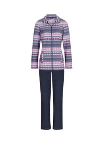 Hausanzug WITT "Hausanzug Hausanzug mit 2 Rei&szlig;verschluss-Taschen", Damen, Gr. 40/42, bunt (marine, gemustert), Sportlich, Homewear-Sets Hausanzug