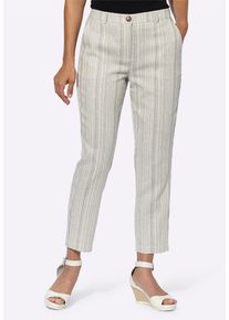 Funktionshose WITT "Jacquard-Hose Leinenhose mit Jacquard-Muster", Damen, Gr. 42, Normalgr&ouml;&szlig;en, champagner, khaki, gestreift, Jaquard, , Modisch, schmal, Hosen Funktionshose