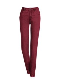 5-Pocket-Jeans WITT "Jeans 5-Pocket-Jeans mit bestickten Ges&auml;&szlig;taschen", Damen, Gr. 50, Normalgr&ouml;&szlig;en, dunkelrot, Denim/Jeans;Twill, , Modisch, schmal, Jeans 5-Pocket-Jeans