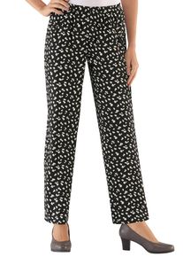 Schlupfhose WITT "Hose Schlupfhose mit Viskose-Anteil", Damen, Gr. 25, Kurzgr&ouml;&szlig;en, schwarz-wei&szlig; (schwarz, gebl&uuml;mt), Basic, weit, Hosen Schlupfhose
